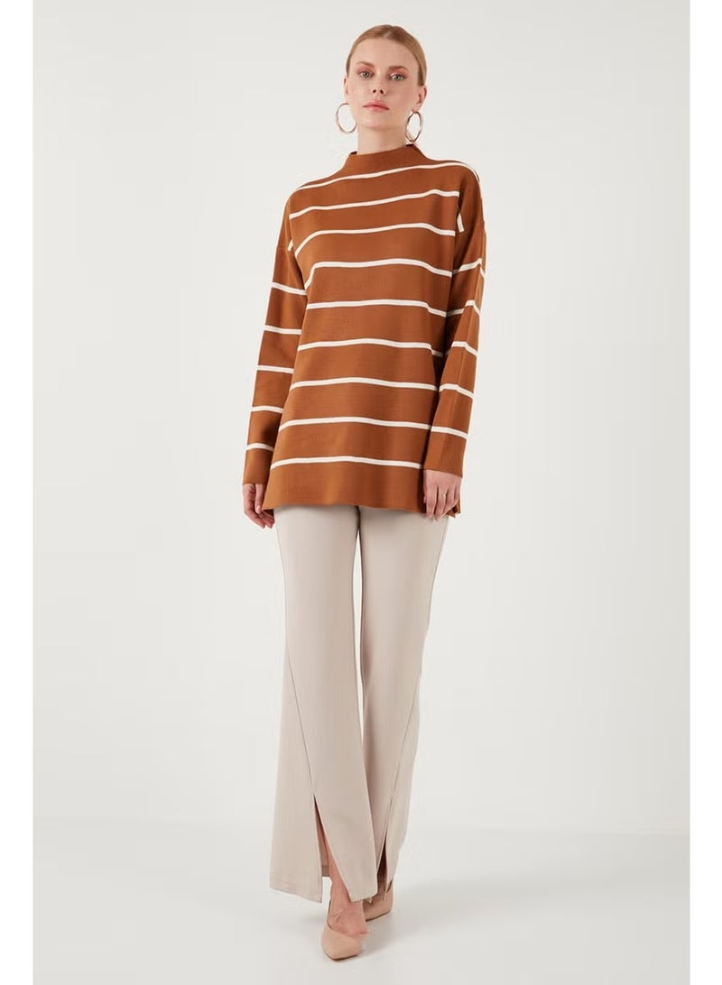 Lela Striped Stand Collar Oversize Knitwear Sweater Women's Sweater 4615197Y - Image 1